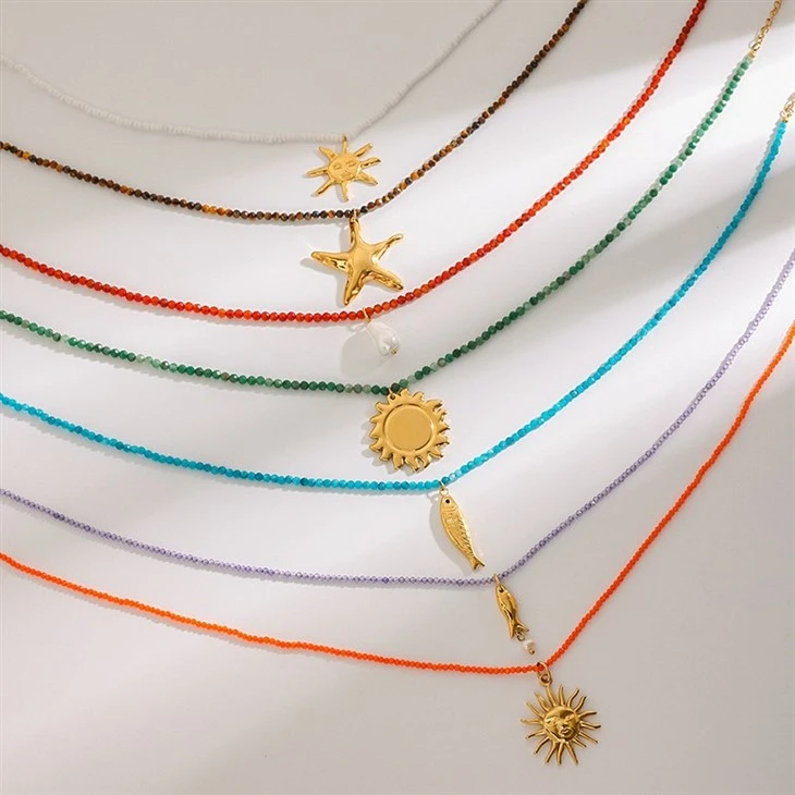 Colorful Bead Sun Starfish Charm Necklace price