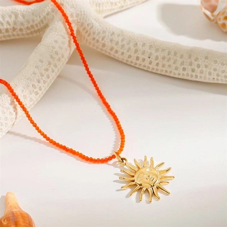 Colorful Bead Sun Starfish Charm Necklace suppliers