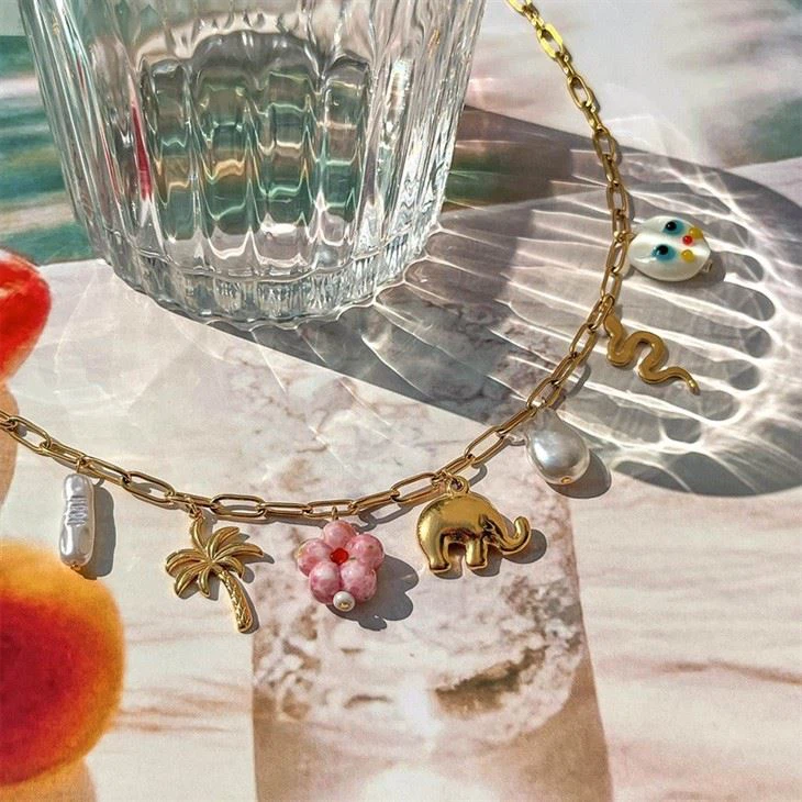 Flower And Animal Charm Necklace