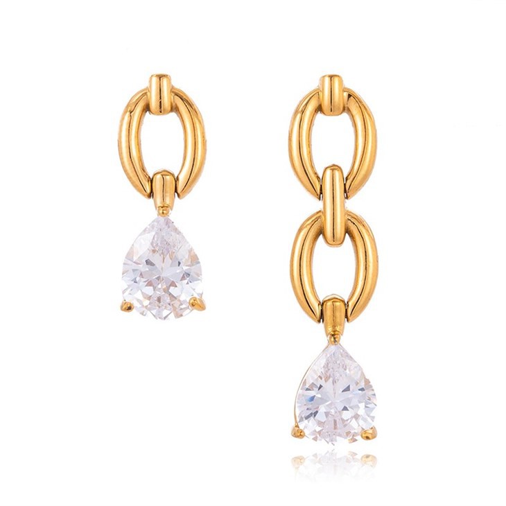 Minimal Asymmetrical Zircon Drop Earring price