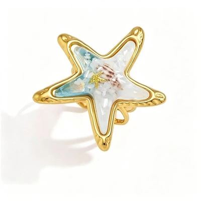 Stillanlegur Starfish Resin hringur