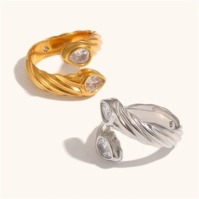 Twist Dual Stone Ring