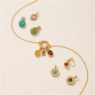 Vintage náttúrusteinn úr ryðfríu stáli Birthstone heillar